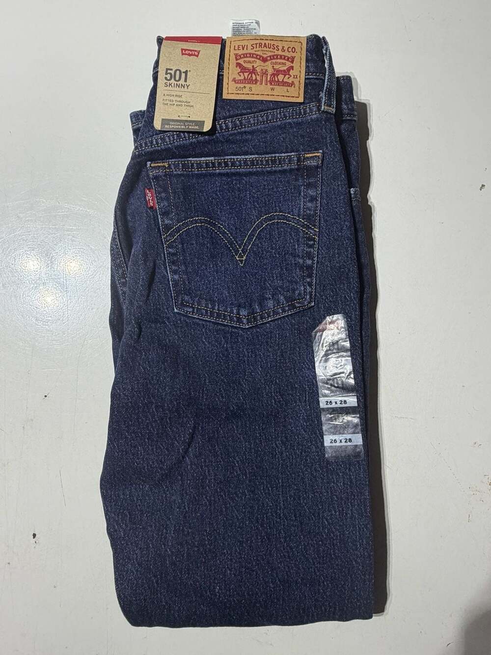 NWT Levi's 501 Skinny High Rise Distressed Jeans Size 26x28
